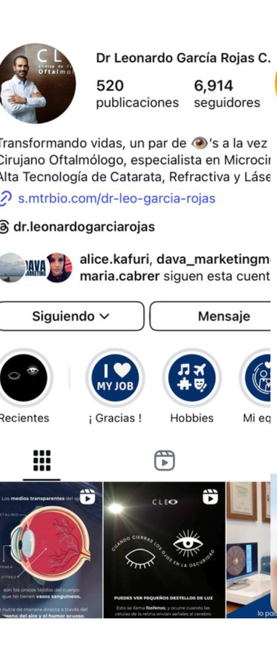 Instagram del Dr. Leonardo García Rojas